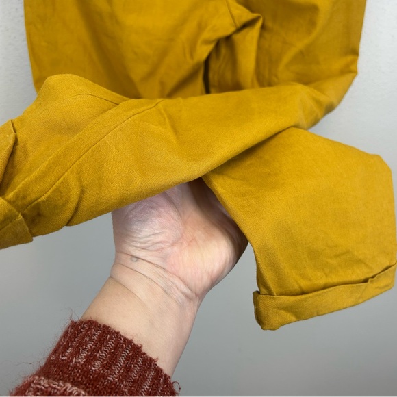 J. Crew Linen Cotton mustard yellow pants women’s 6 Natural Casual Boho Pockets - Picture 11 of 12